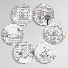 Load image into Gallery viewer, Pack of 6 desert plates 8&quot; - &#39;My Travel Memoirs&#39;
